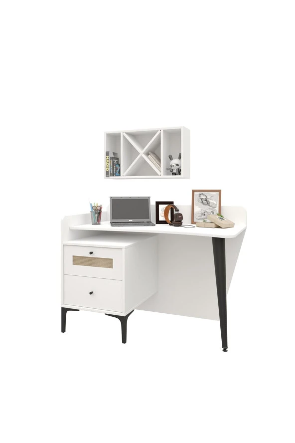 VENATTO Trio L Genç Odası Beyaz - Trio 3 Kapılı Dolap, Trio Çalışma Masası, Trio Komodin, Trio Karyola 90X190 (%100Mdf) - 4