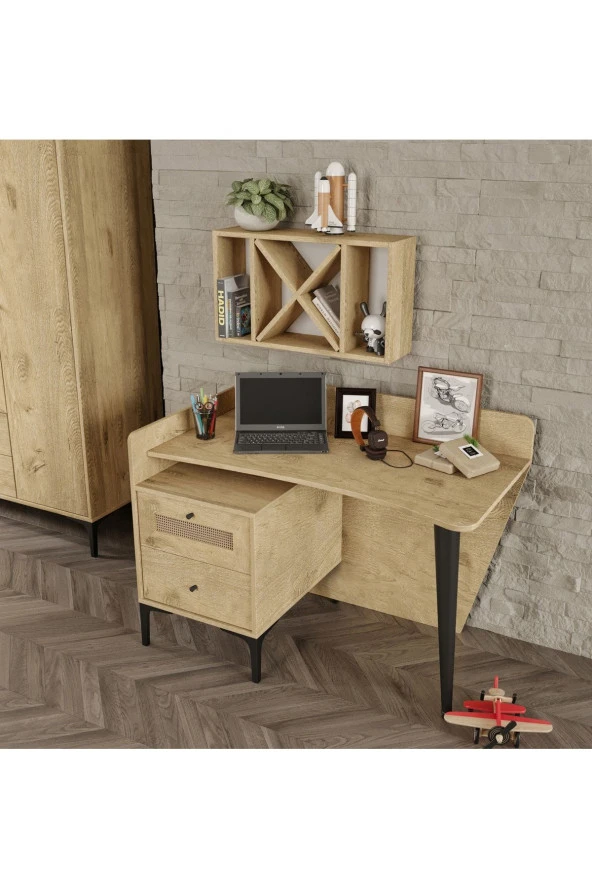 VENATTO Trio Çalışma Masası Meşe (%100Mdf) - Resim 2