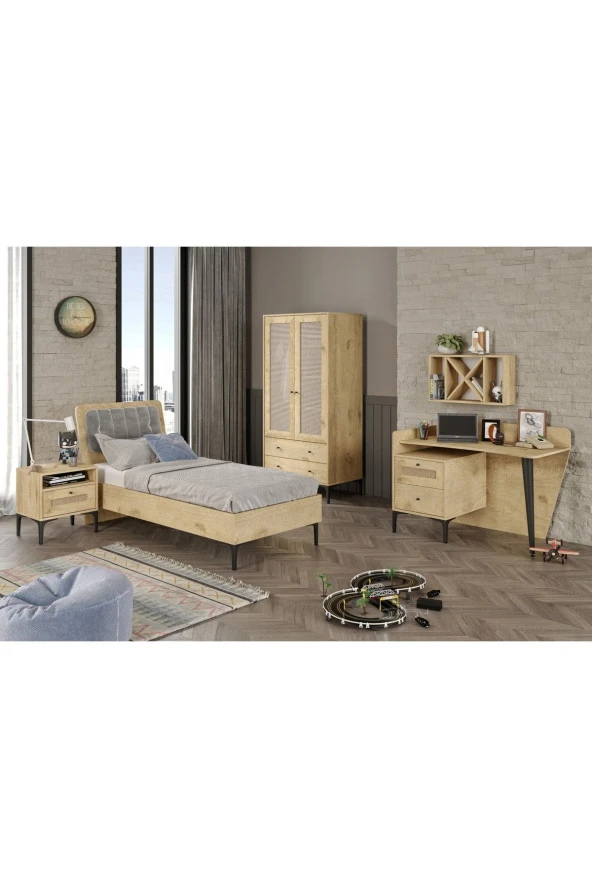 VENATTO Trio Çalışma Masası Meşe (%100Mdf) - Resim 3
