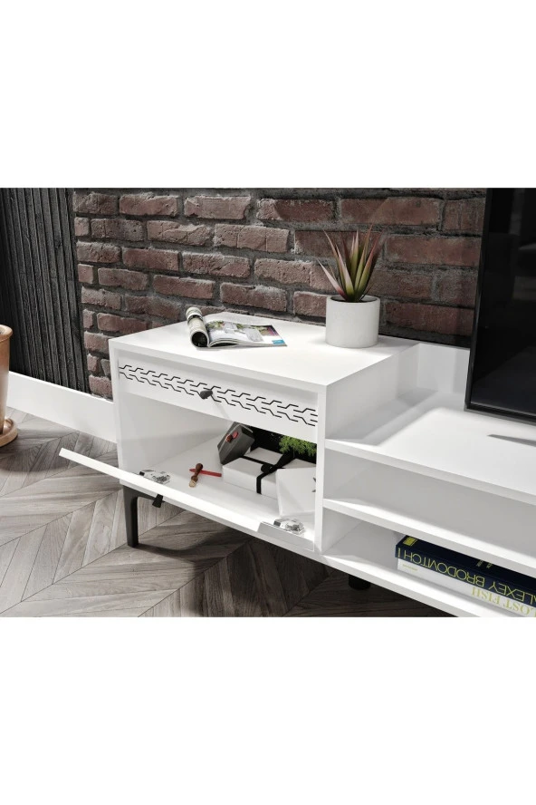 VENATTO Trio Tv Ünitesi Beyaz (%100Mdf) - Resim 2