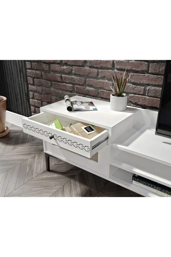 VENATTO Trio Tv Ünitesi Beyaz (%100Mdf) - Resim 3