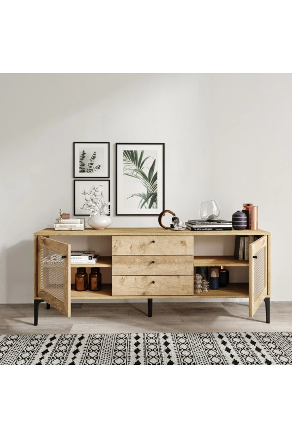 VENATTO Trio 3 Çekmeceli Konsol Meşe (%100Mdf)