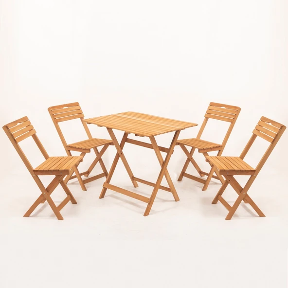 Meya Dekor Balkon - Bahçe 5'li Katlanabilir Bistro Set 4 Sandalye 1 Bahçe 60X80 cm Masa