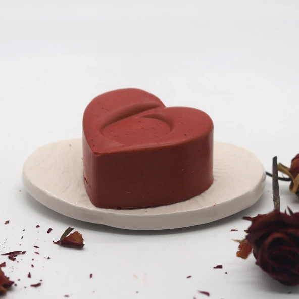 Tardan Doğal El Yapımı Dekoratif Banyo ve El Sabunu Kalp Desenli -Gül Kokulu- 2 Adet - 3