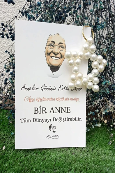 25 Adet Kişiye Özel Kartlı İnci Anahtarlık - Zübeyde Hanım Konsept - Anneler Günü Hediyesi - - 2
