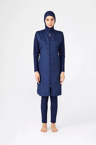 Adasea Kadın Likralı Fermuarlı Tam Kapalı Tesettür Yüzücü Mayo 2185 - 7