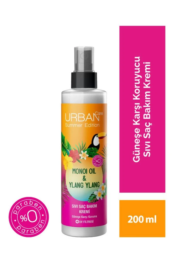 Urban Care Summer-Monoi Yağı&Ylang Ylang Güneş Koruyucu Sıvı Saç Bakım Kremi-Vegan-200ML