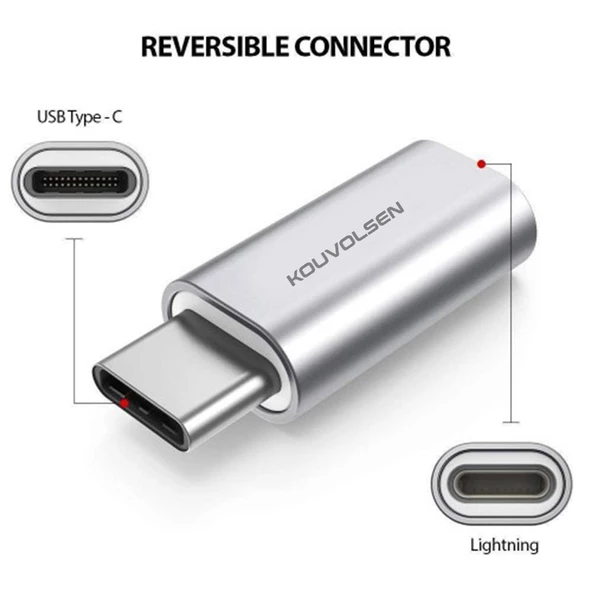 Lightning 8 pin dişi to type c erkek çevirici şarj adaptörü - Resim 3