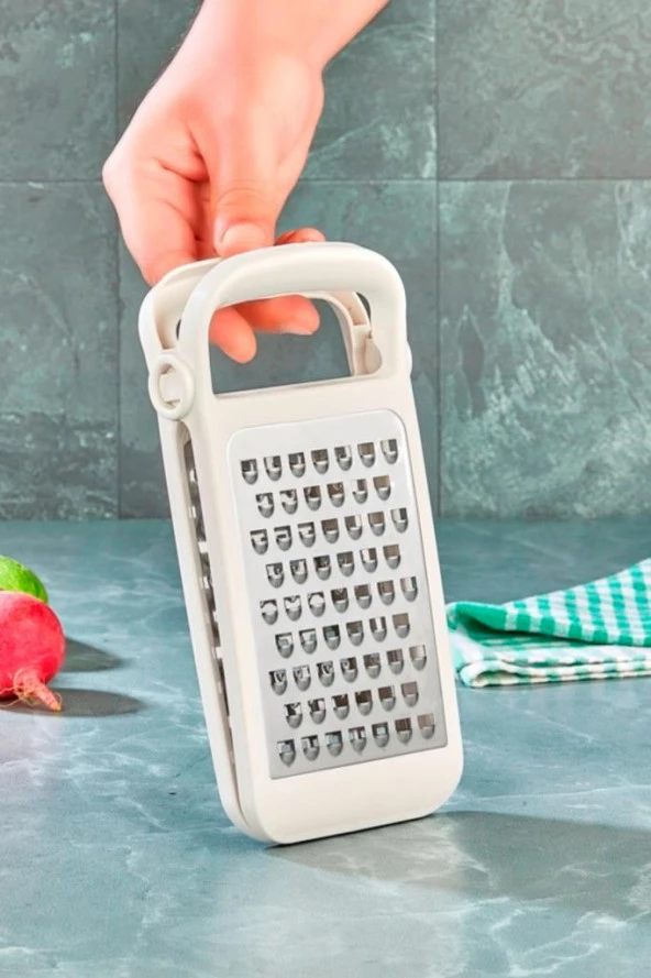 Flosoft Ayrılabilir Inox Paslanmaz Çelik Rende, Pratik Katlanabilir Özel Tasarım Rende Beyaz - 4