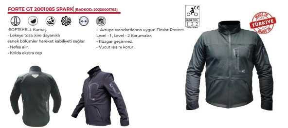 ForteGt 1085 Spark Soft Shell Su Rüzgar Geçirmez Full Korumalı Motosiklet Yelek M Beden - 4