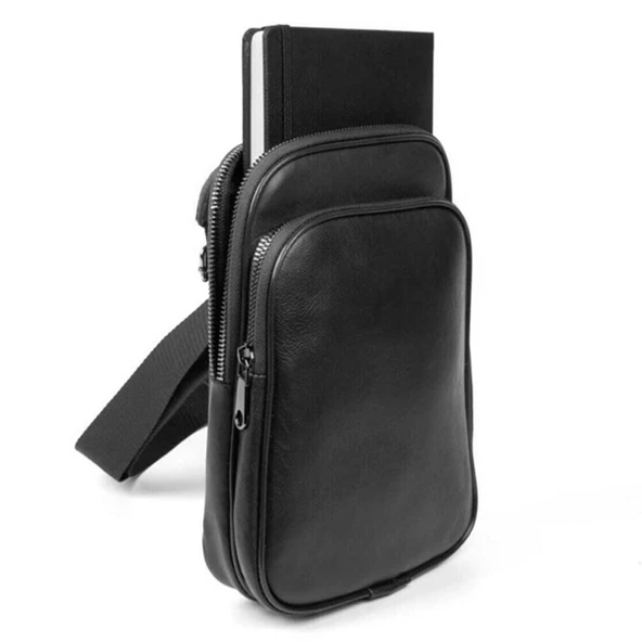 Lederax Hakiki Deri Çapraz Omuz Çantası Çift Taraf Askılı Bodybag - 7