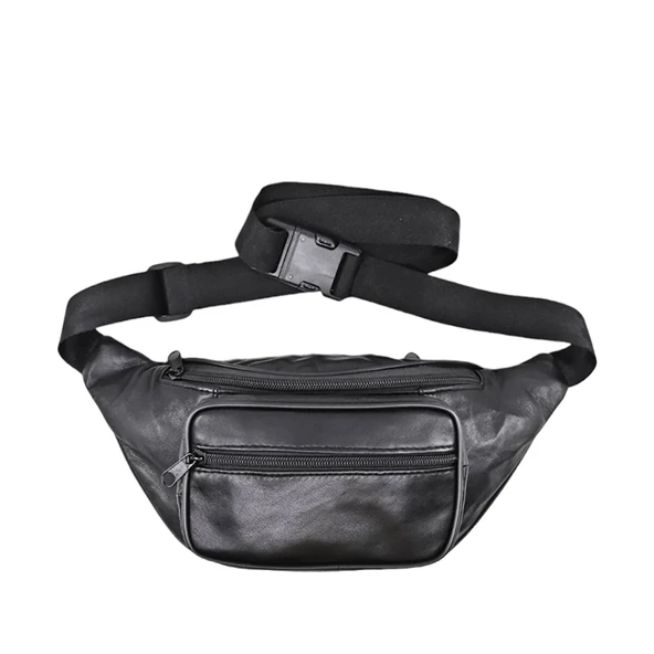 Lederax %100 Hakiki Deri Freebag Bel Çantası Siyah - 5