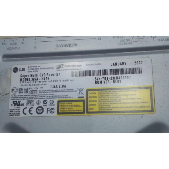 LG GSA-H42N  DAHİLİ İDE DVD-WRITER KASALARDAN ÇIKMA ( SAĞLAM) (DVD+-R/RW/DL/RAM) - 3