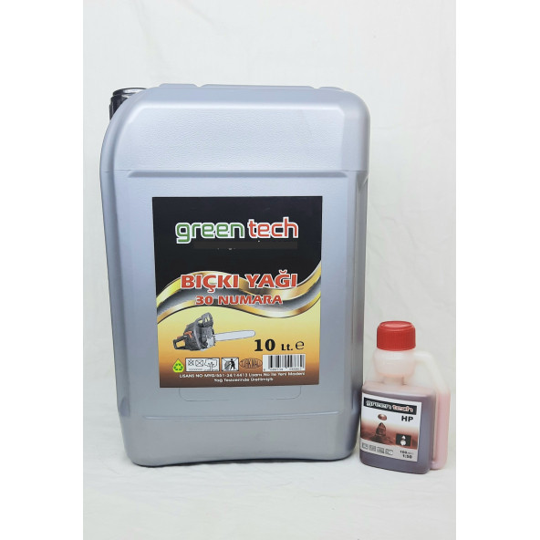 greentech 30 NUMARA BIÇKI TESTERE ZİNCİR YAĞI 10 Lt+2T 2 Zamanlı Ölçekli Ağaç Kesme Bıçkı Yağı 100 Ml