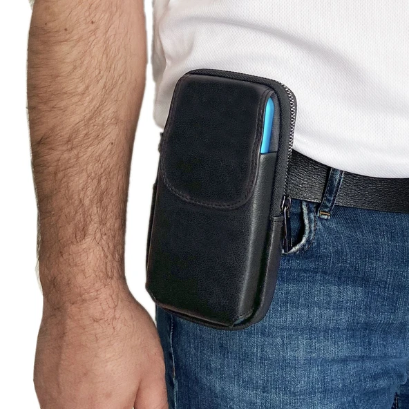 Lederax Erkek Hakiki Deri Telefon Bölmeli Bel Ve Göğüs Çantası - 1