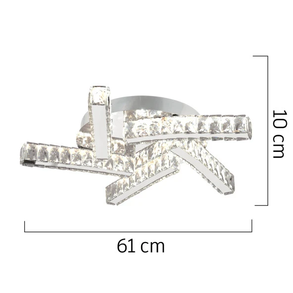 Apliqa LİYA BÜYÜK KROM KRİSTAL TAŞLI LED AVİZE - Resim 5