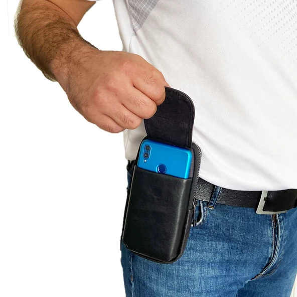 Lederax Erkek Hakiki Deri Telefon Bölmeli Bel Ve Göğüs Çantası - 6