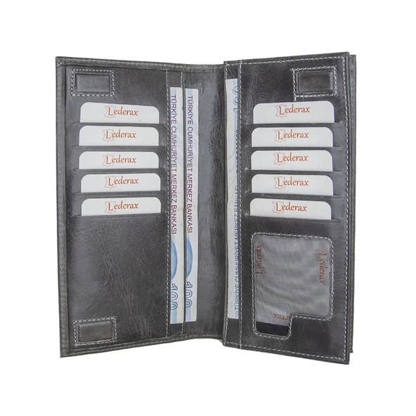 Lederax Eskitme Hakiki Deri Mıknatıslı Telefon Bölmeli Portföy Cüzdan - 7