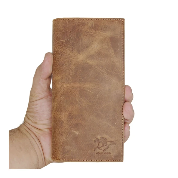 Lederax Eskitme Hakiki Deri Mıknatıslı Telefon Bölmeli Portföy Cüzdan - 3