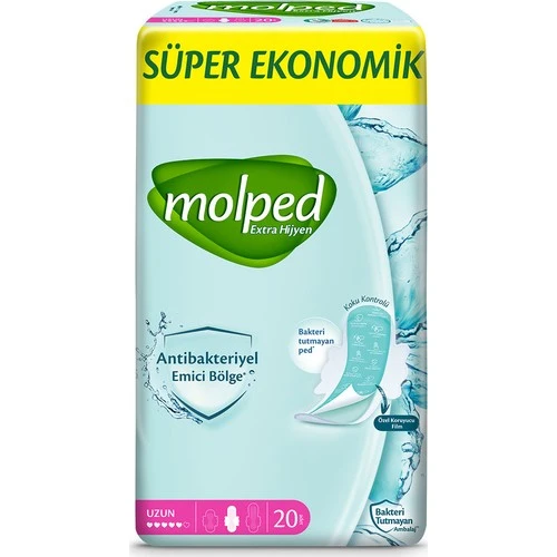 Molped Antibakteriyel Hijyenik Ped Uzun 120 Adet Süper Ekonomik Pk (6PK*20) - 2