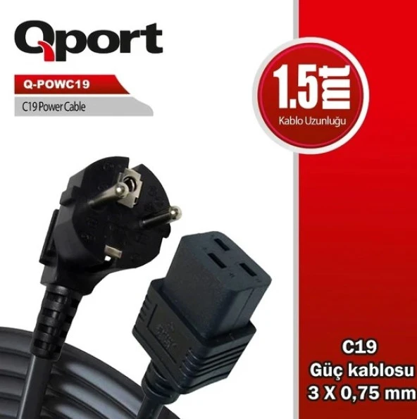 QPORT 1.5M C19 POWER GUC KABLOSU Q-POWC19