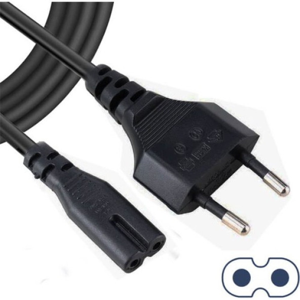 Işıldak Radyo Teyp Elektrik Kablosu Güç Kablosu Notebook Laptop Adaptör 2 Oluklu Çift Girişli 220V