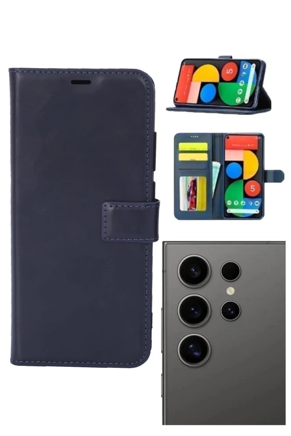 Samsung Galaxy S24 Ultra Kamera Korumalı Cüzdanlı ve Kapaklı Kılıf - Resim 4