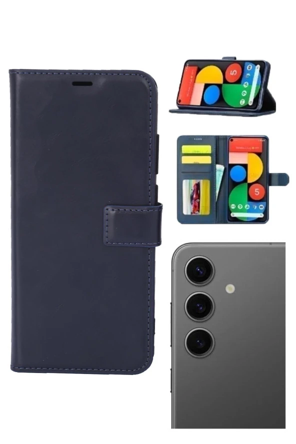 Samsung Galaxy S24 Kamera Korumalı Cüzdanlı ve Kapaklı Kılıf - Resim 4