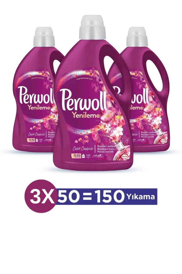 Perwoll Hasas Bakım Yenileme Çiçek Cazibesi Sıvı Çamaşır Deterjanı 150 Yıkama (2.7 L)