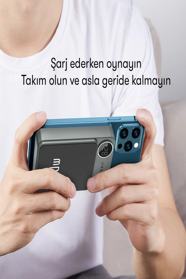 Qpen PD24 10.000 mAh 20W PD Hızlı Kablosuz Şarj Mini Powerbank - 6