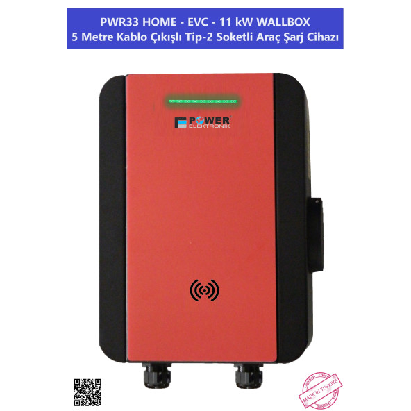 PWR33 HOME-EVC-11 kW WALLBOX - 5 MT KABLO ÇIKIŞLI ELEKTRİKLİ ARAÇ ŞARJ CİHAZI - 8
