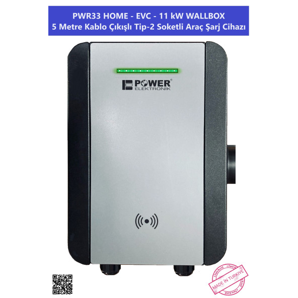 PWR33 HOME-EVC-11 kW WALLBOX - 5 MT KABLO ÇIKIŞLI ELEKTRİKLİ ARAÇ ŞARJ CİHAZI - 9