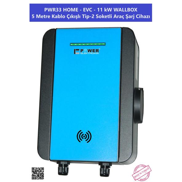 PWR33 HOME-EVC-11 kW WALLBOX - 5 MT KABLO ÇIKIŞLI ELEKTRİKLİ ARAÇ ŞARJ CİHAZI - 3