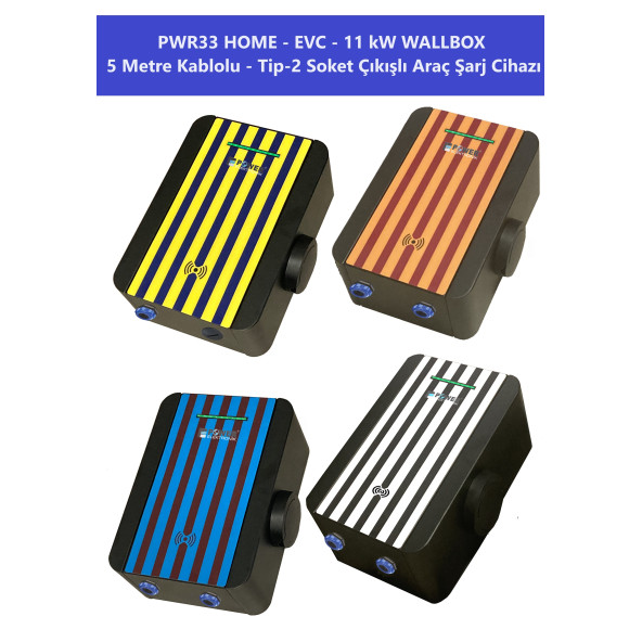 PWR33 HOME-EVC-11 kW WALLBOX - 5 MT KABLO ÇIKIŞLI ELEKTRİKLİ ARAÇ ŞARJ CİHAZI - 10