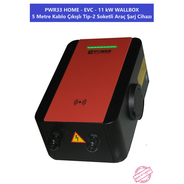 PWR33 HOME-EVC-11 kW WALLBOX - 5 MT KABLO ÇIKIŞLI ELEKTRİKLİ ARAÇ ŞARJ CİHAZI - 2