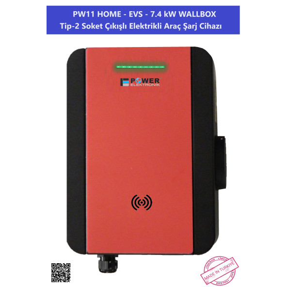 PWR11 HOME-EVS-7.4 kW WALLBOX - TİP2 SOKET ÇIKIŞLI ELEKTRİKLİ ARAÇ ŞARJ CİHAZI - 12