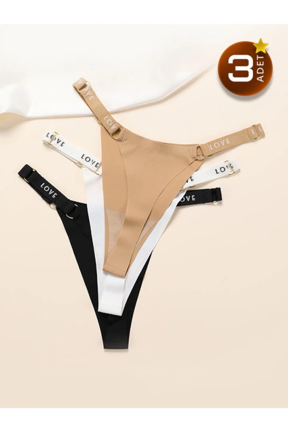 ECES DESİGN G String Kadın Tangaları 3 Renk Karıştırma Çevre Dostu Bikini Dikişsiz Külot 1036