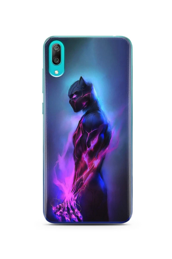 Black Panter Tasarım Süper Şeffaf Silikon Huawei Y7 Pro 2019 Telefon Kılıfı