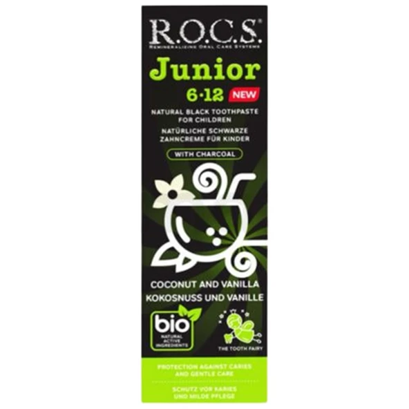 Rocs Junior 6 12 Yaş Hindistan Cevizi Vanilya Tadında Florürsüz Diş Macunu 74 gr