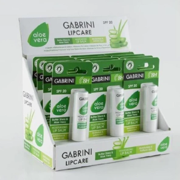 Gabrini Lipcare Aloe Vera SPF20 5 gr - 12'li Stand ürün görseli