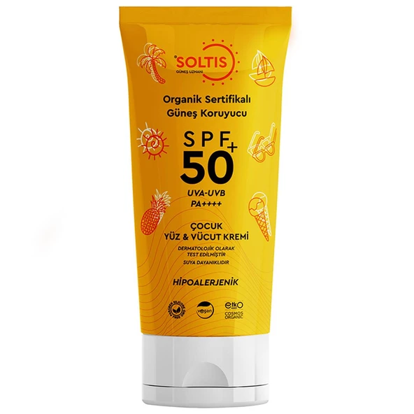 Soltis Organik Çocuk Yüz Vücut Güneş Koruyucu Kremi SPF50+ 100 ml