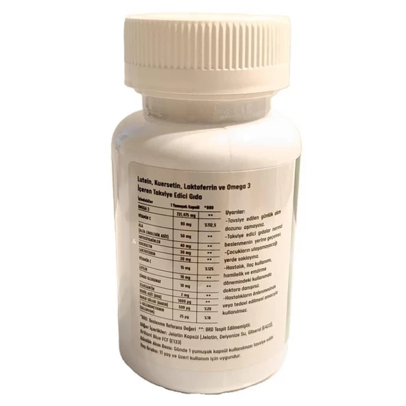 Lutexhim Lactoferrin, Antosiyanin, Omega 3, Quersetin, Lutein, Zeaksantin 30 Soft jel - Resim 5