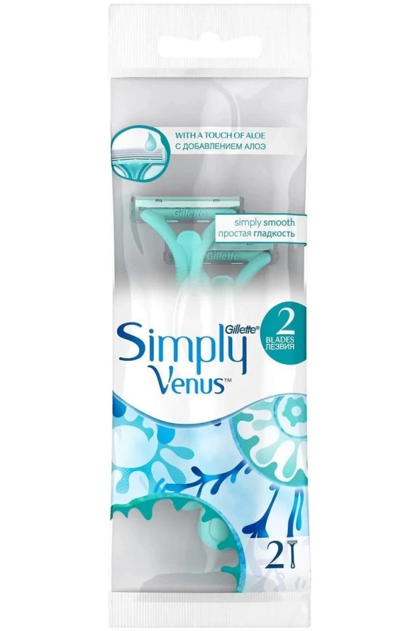 Gillette Venus Simply 2 Blades Tıraş Bıçağı Mavi 2'li