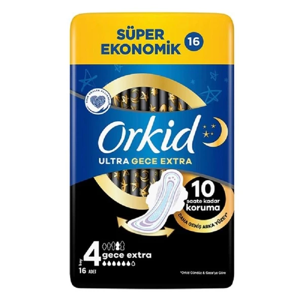 Orkid Ultra Extra Hijyenik Ped Plus Gece 16'li