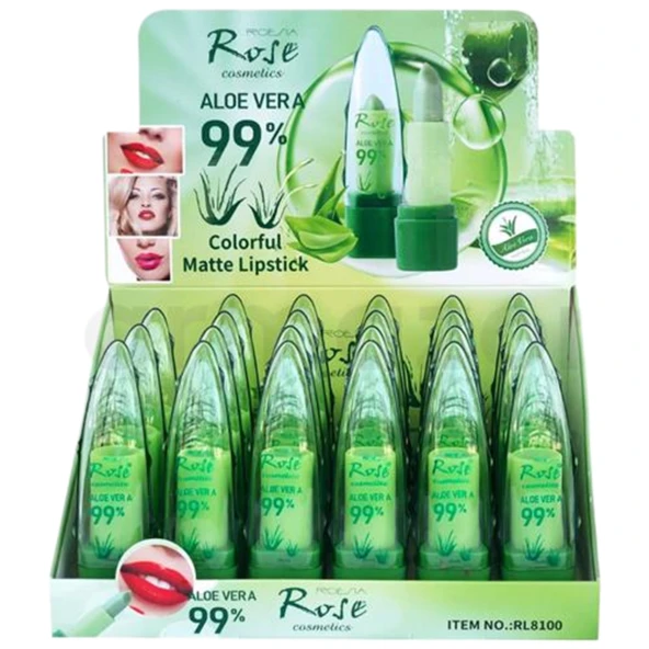 Rose Cosmetics Aloe Vera Colorful Matte Lipstick 24'lü Stant