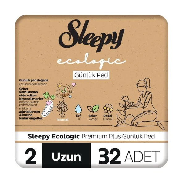 Sleepy Ecologic Premium Plus Günlük Ped Uzun 32'li