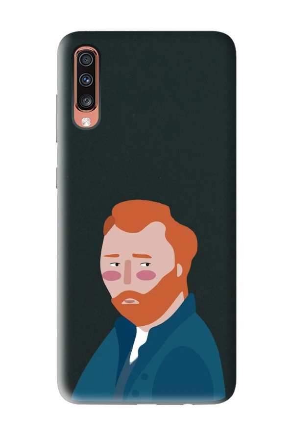 Samsung A70 Uyumlu Vincent Van Gogh Tasarımlı Siyah Lansman Telefon Kılıfı