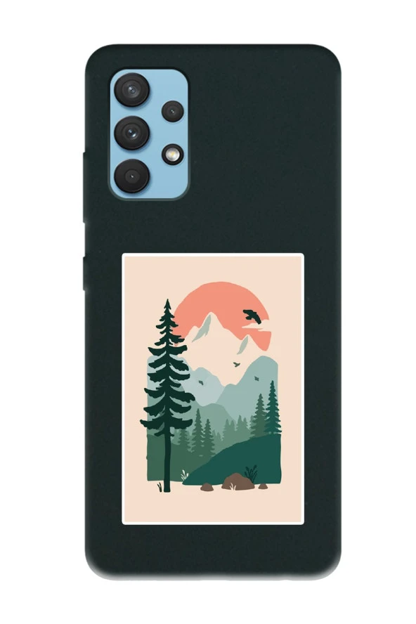 Samsung A13 Lake Forest Tasarımlı Siyah Lansman Telefon Kılıfı