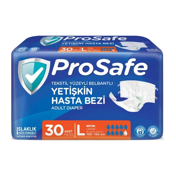 Prosafe Belbantlı Büyük Boy (L) Hasta Bezi 30'lu