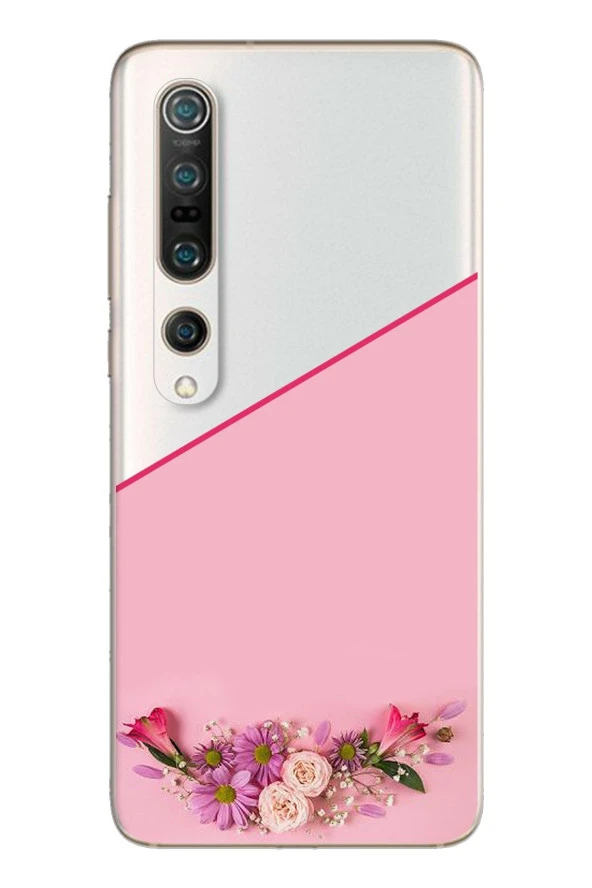 Kesik Çiçek Tasarımlı Süper Şeffaf Silikon Telefon Kılıfı Xiomai Mi10-pro